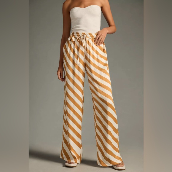 Maeve Pants - MAEVE by ANTHROPOLOGIE NWOT Straight Leg Pull On Silk Pants in Bronze